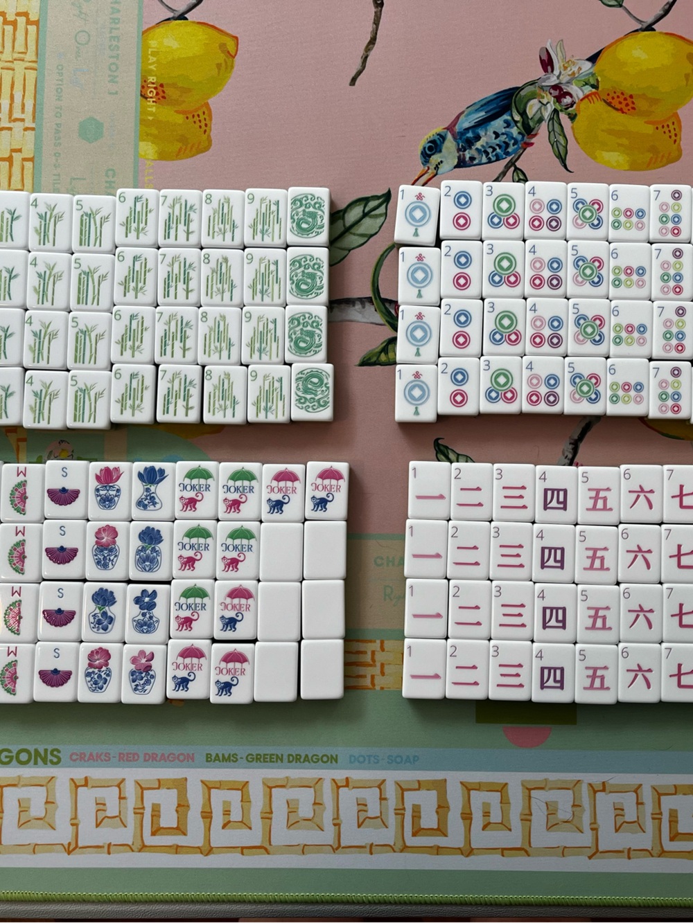 Limoncello designer-inspired American Mahjong set with zipper pouch - Picture 2 of 4